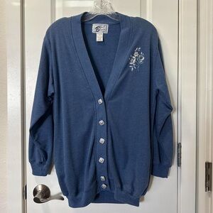 Vintage Blast Blue Embroidered Women's Cardigan